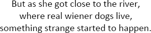 But as she got close to the river where real wiener dogs live something strange started to happen